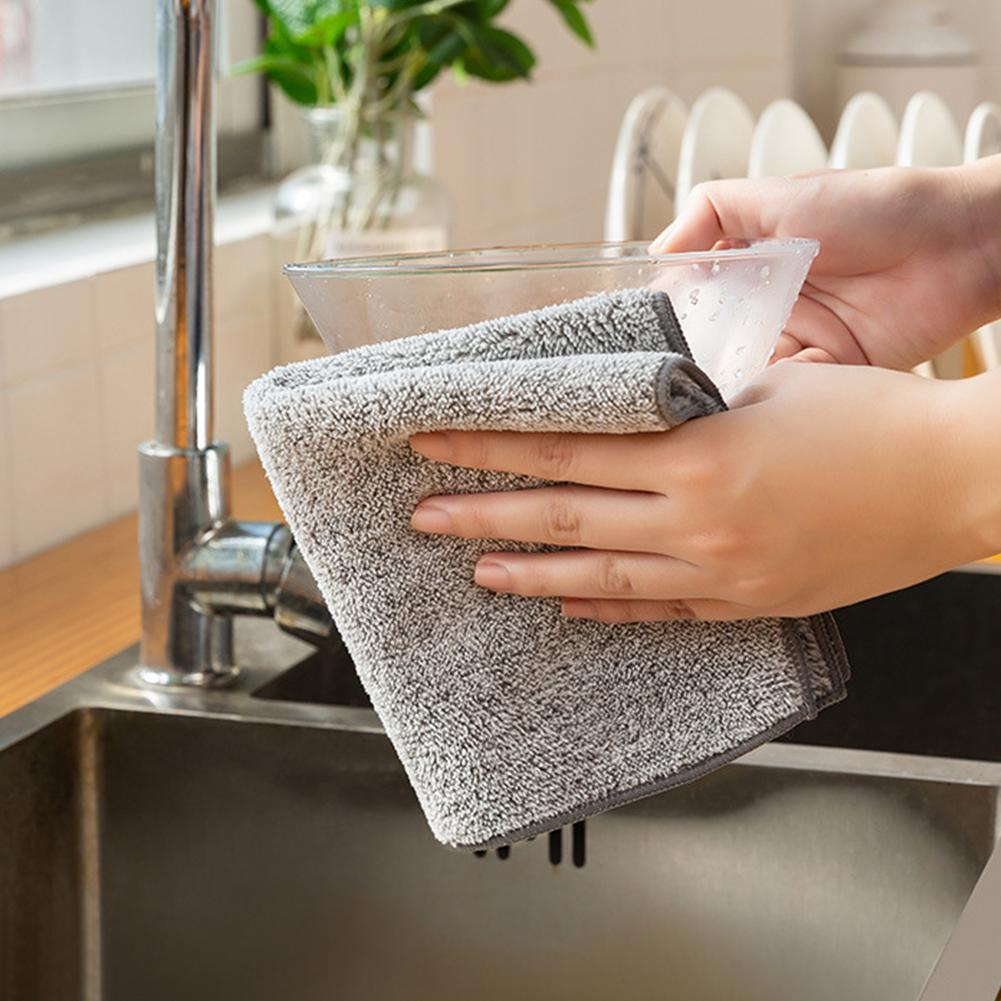 MVP3271 Set 10 Khăn lau chén đĩa hình vuông bằng than tre thấm hút tốt đa năng