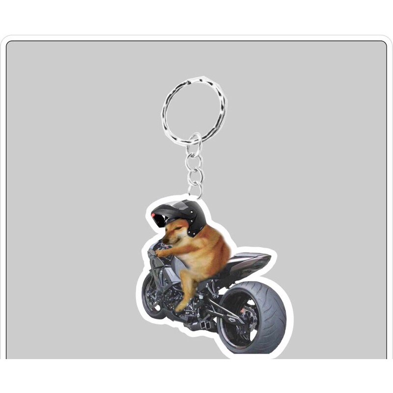 Móc khoá Cheems cưởi xe mẫu hot - móc khoá mica