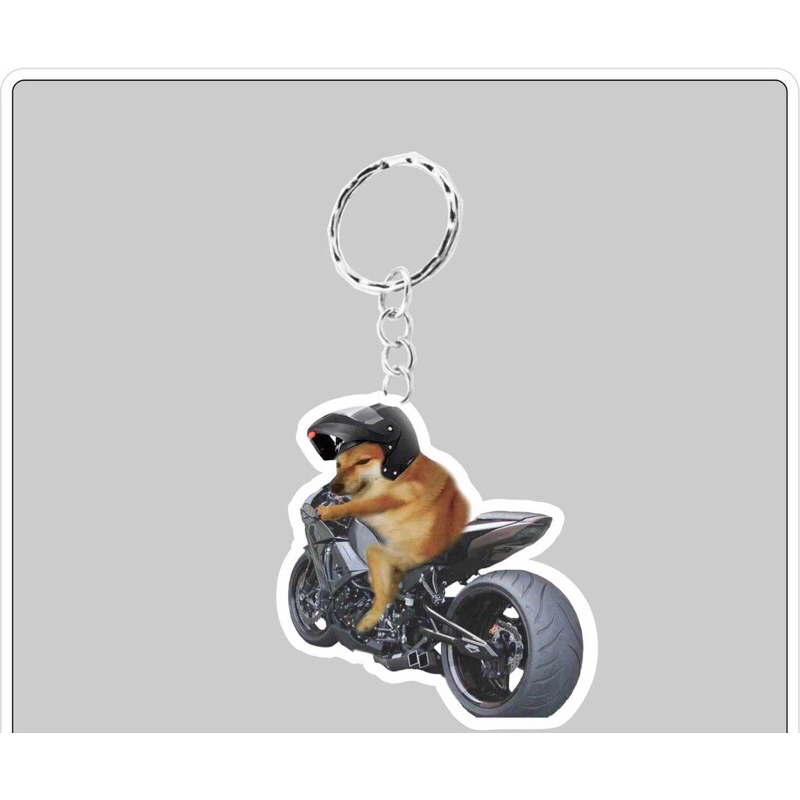 Móc khoá Cheems cưởi xe mẫu hot - móc khoá mica