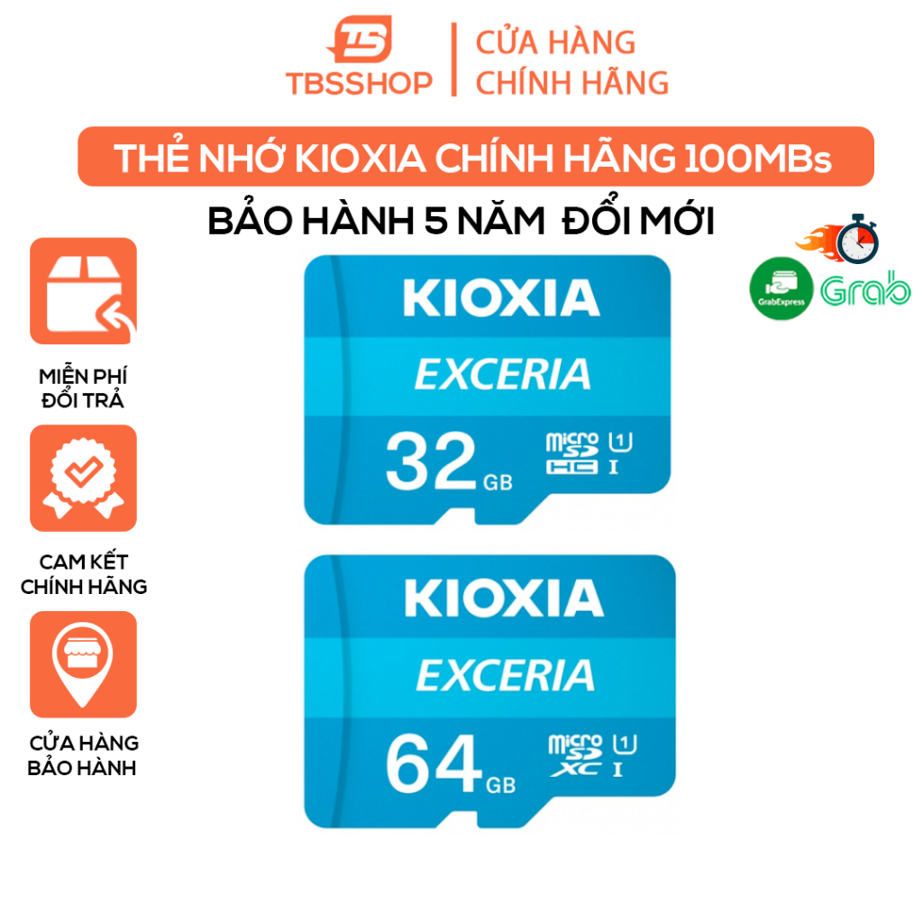 Thẻ nhớ Kioxia 32G,64G chính hãng chuyên dụng bảo hành 5 năm