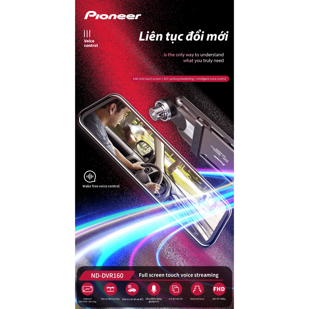 Camera hành trình Pioneer ND-DVR160S: 1080P+720P kép, điều khiển giọng nói, màn hình 9.66", ACC giám sát đỗ xe | BigBuy360 - bigbuy360.vn