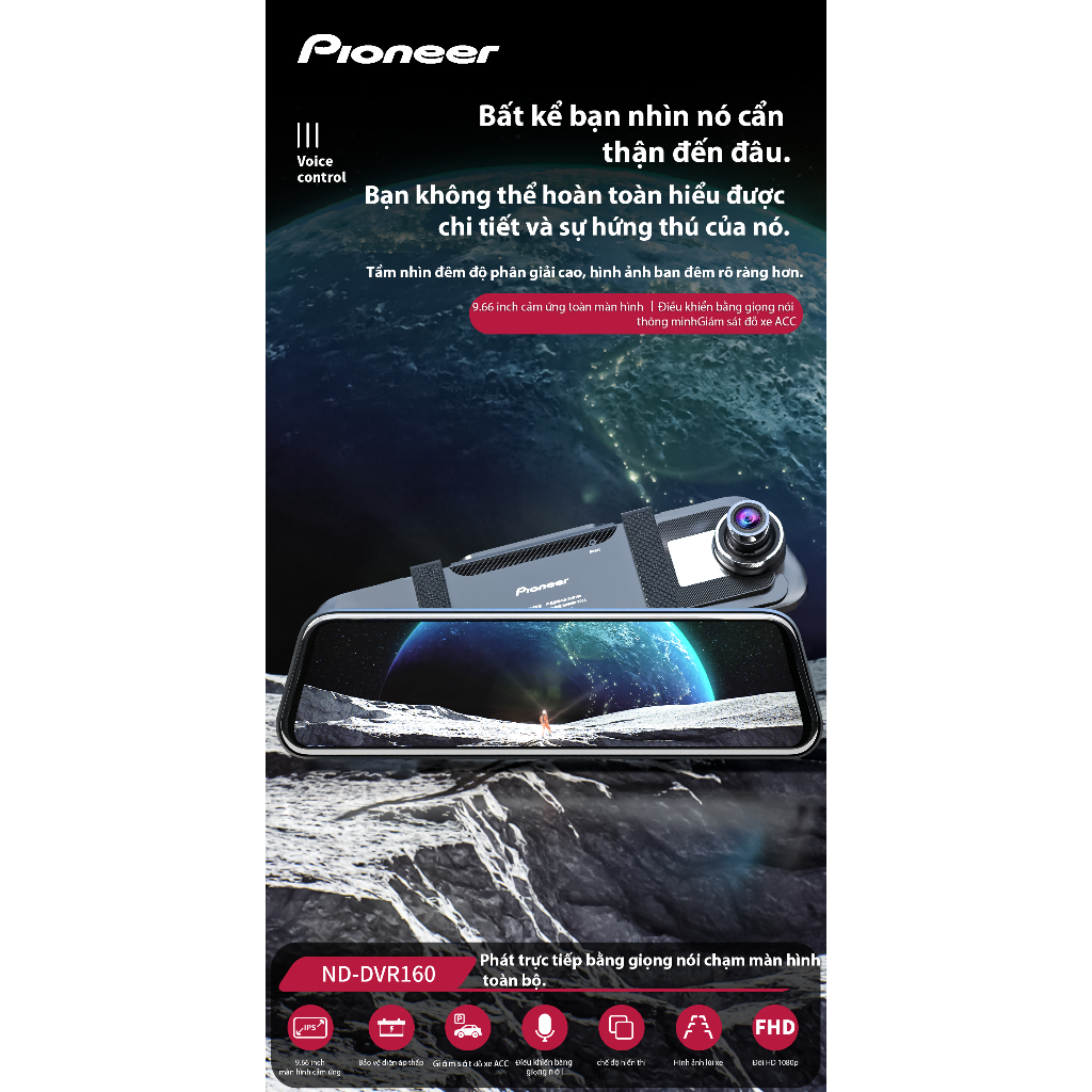 Camera hành trình Pioneer ND-DVR160S: 1080P+720P kép, điều khiển giọng nói, màn hình 9.66", ACC giám sát đỗ xe | BigBuy360 - bigbuy360.vn