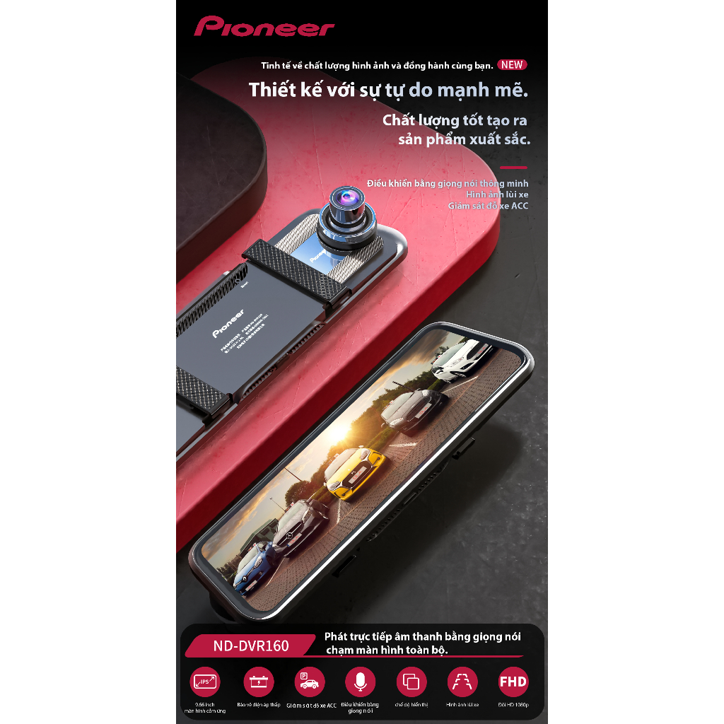 Camera hành trình Pioneer ND-DVR160S: 1080P+720P kép, điều khiển giọng nói, màn hình 9.66", ACC giám sát đỗ xe | BigBuy360 - bigbuy360.vn