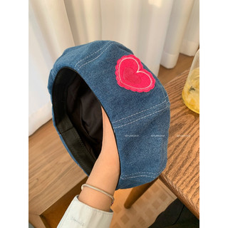 Mũ Beret DENIM Tag Trái Tim