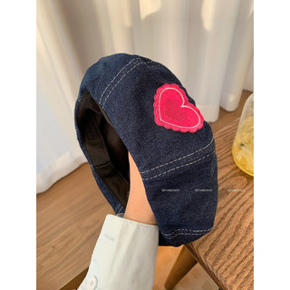 Mũ Beret DENIM Tag Trái Tim