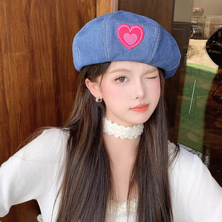 Mũ Beret DENIM Tag Trái Tim