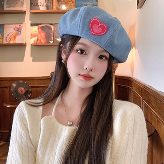 Mũ Beret DENIM Tag Trái Tim