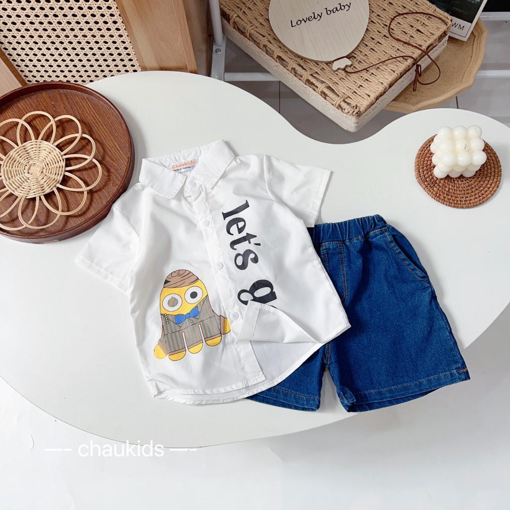 SET SƠ MI QUẦN JEAN BÉ TRAI 8-28KG