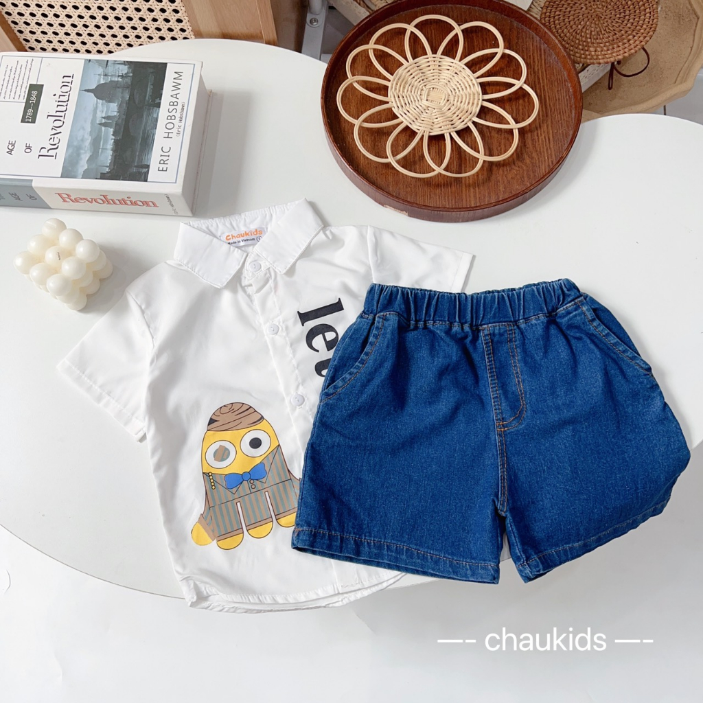 SET SƠ MI QUẦN JEAN BÉ TRAI 8-28KG