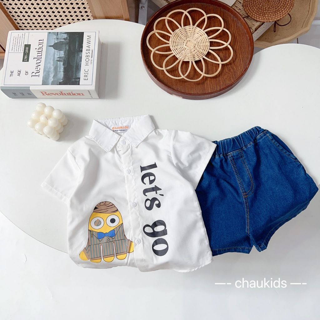 SET SƠ MI QUẦN JEAN BÉ TRAI 8-28KG