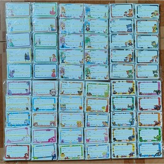 Combo 100 nhãn vở hoạt hình có keo dán sẵn cho bé