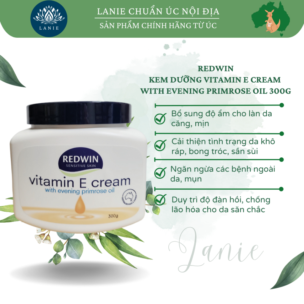 [Phân biệt Auth - Fake] Mẫu mới Kem dưỡng Redwin Vitamin E Cream 300g Úc chính hãng