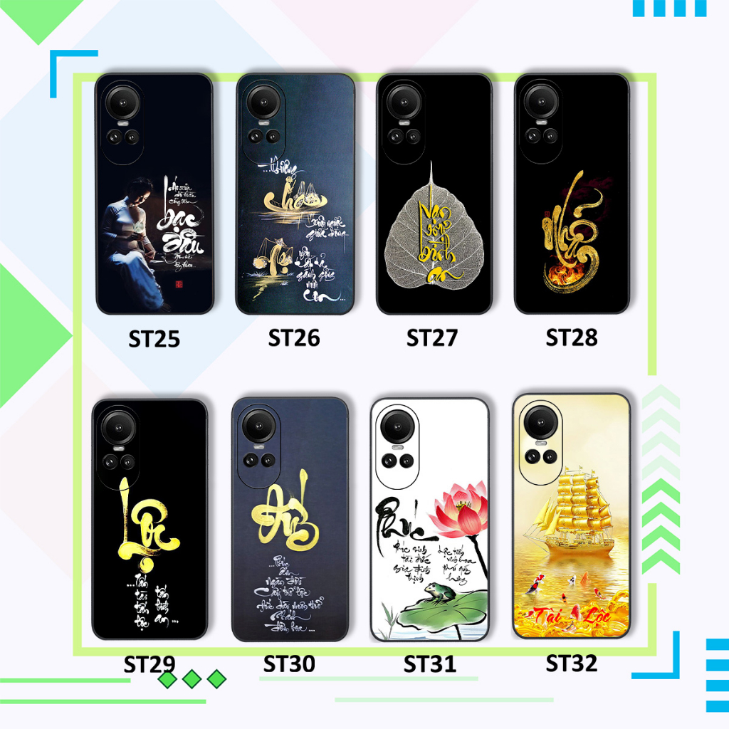 Ốp Oppo Reno 10 5G / Reno 10 Pro 5G in hình thư pháp lộc, đức, nhẫn đẹp độc lạ