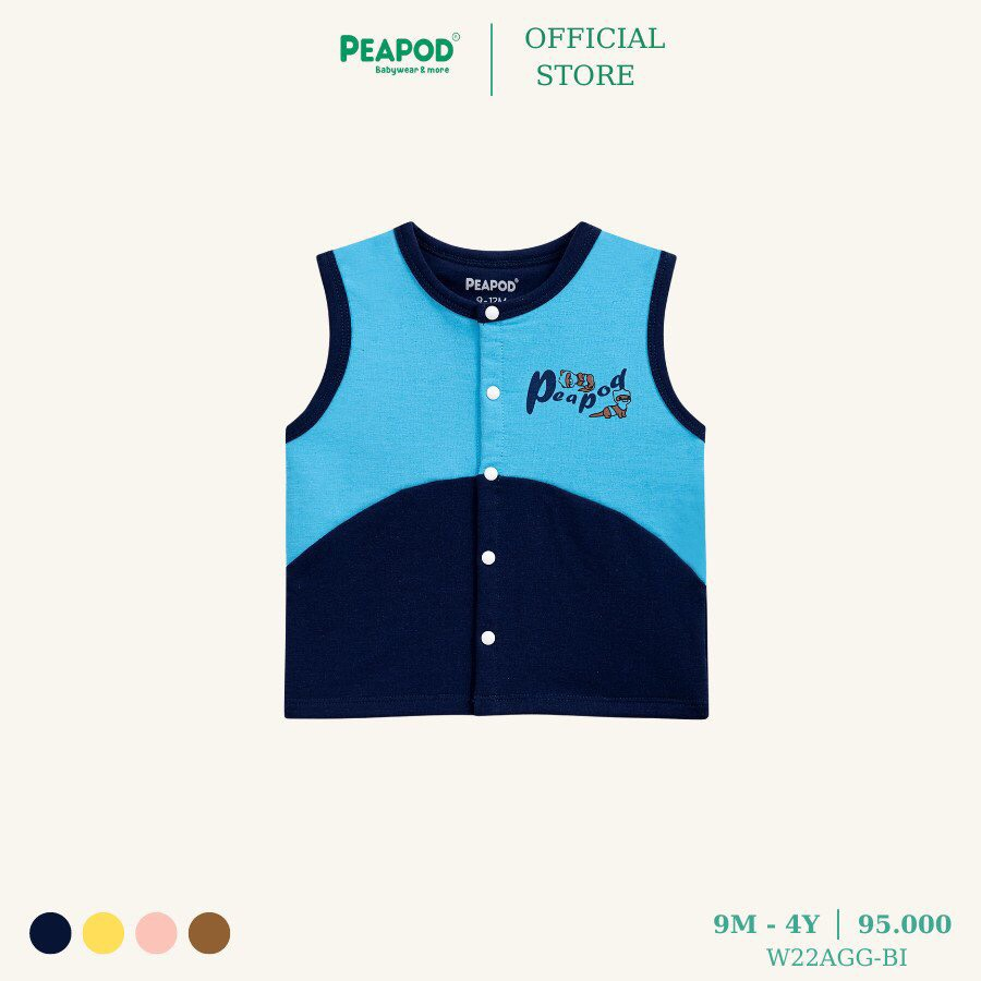 Áo gile cài giữa PEAPOD cotton mềm mịn cho bé trai và gái từ 5-13kg