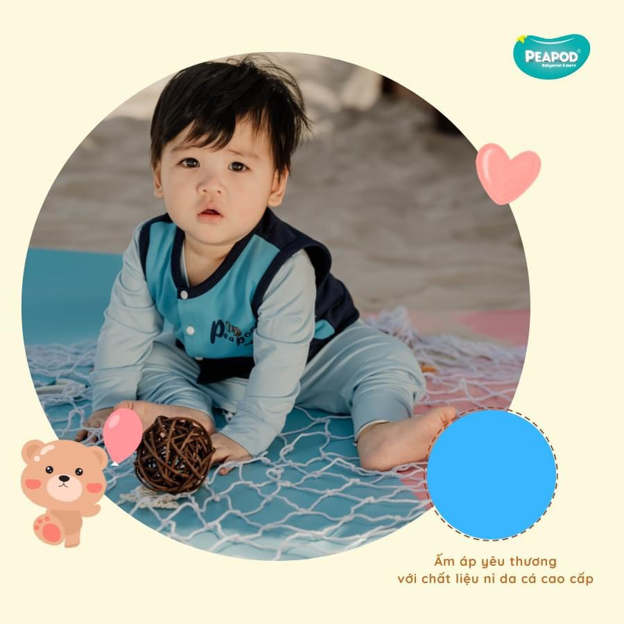 Áo gile cài chéo PEAPOD cotton mềm mịn cho bé trai và gái từ 5-13kg, áo phong cách hàn quốc