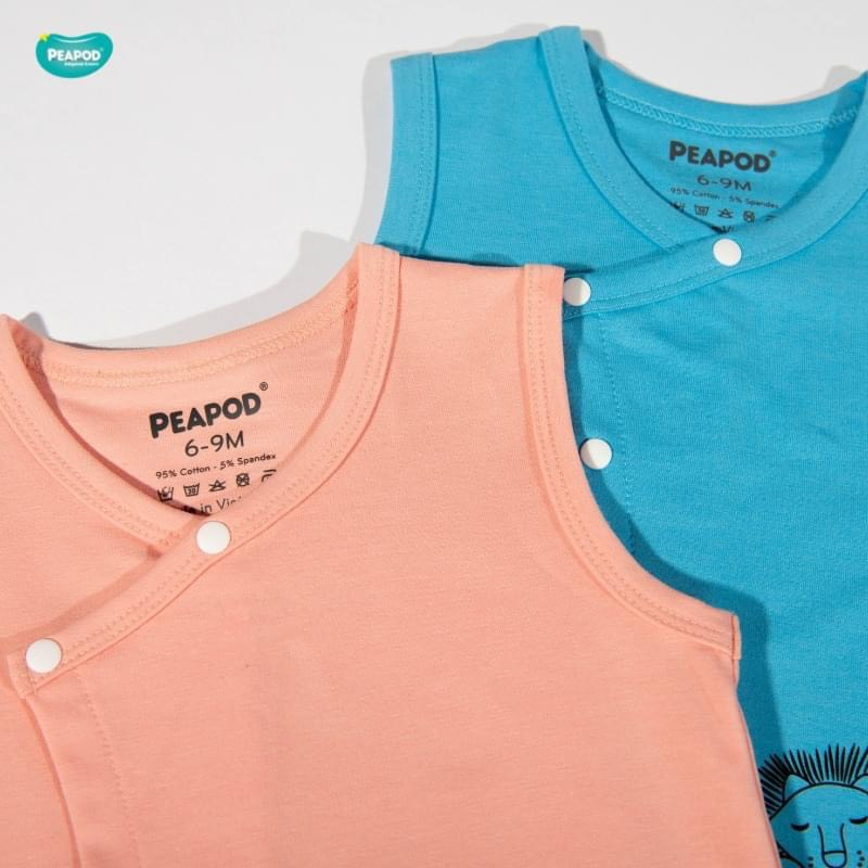 Áo gile cài chéo PEAPOD cotton mềm mịn cho bé trai và gái từ 5-13kg, áo phong cách hàn quốc