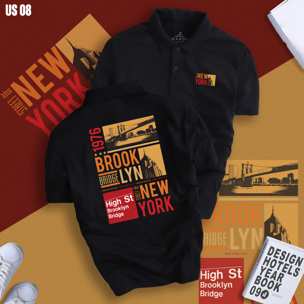 Áo Polo Nam NY BROOKLYN 1976 Chất CVC Cá Sấu Cao Cấp, Chuẩn Form Sang Trọng