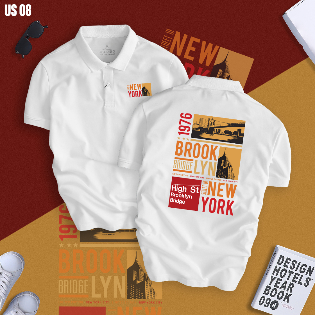 Áo Polo Nam NY BROOKLYN 1976 Chất CVC Cá Sấu Cao Cấp, Chuẩn Form Sang Trọng