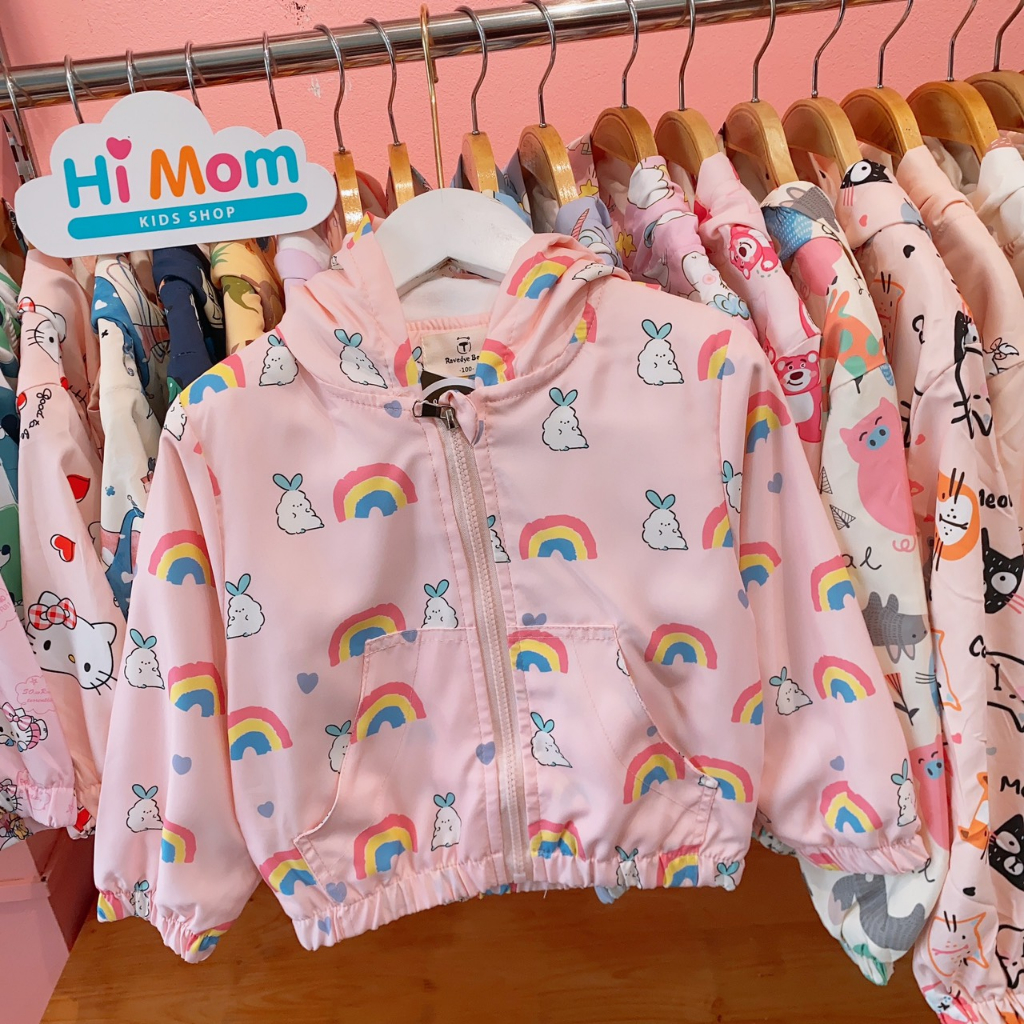 Áo khoác gió thu đông 2 lớp size NHÍ xịn đẹp cho bé gái từ 6 đến 18kg.