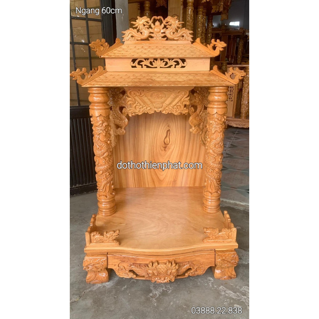 Bàn thờ thần tài ngang 60 x 107 mái chùa giá tại xưởng Lh : 0933.159.286