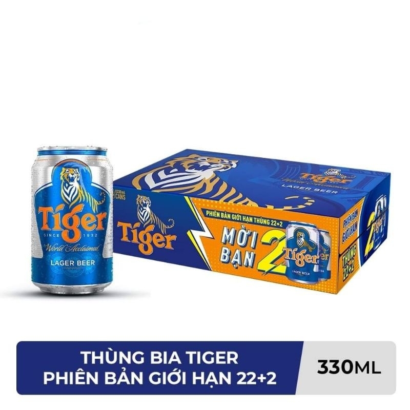 Date mới Thùng Bia Tiger 24 lon 330ml