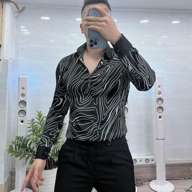 Sơmi Luxury Hoạ Tiết Hoa Lá