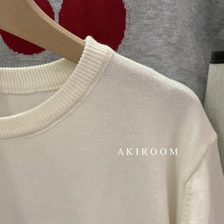 Áo len mỏng hình cherry tay bo cổ tròn