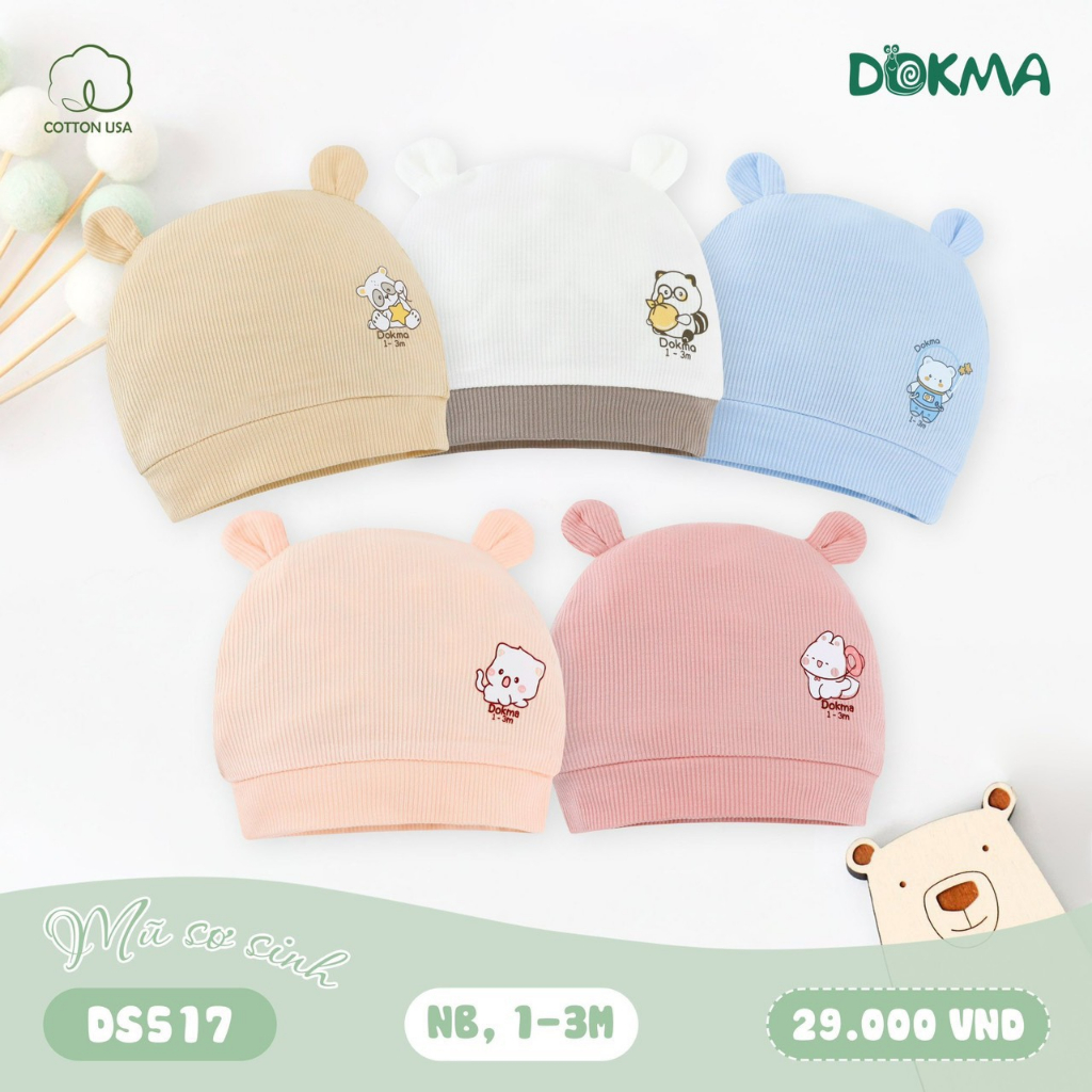Nón BamBoo sợi tre Dokma cho bé sơ sinh đến 3 tháng