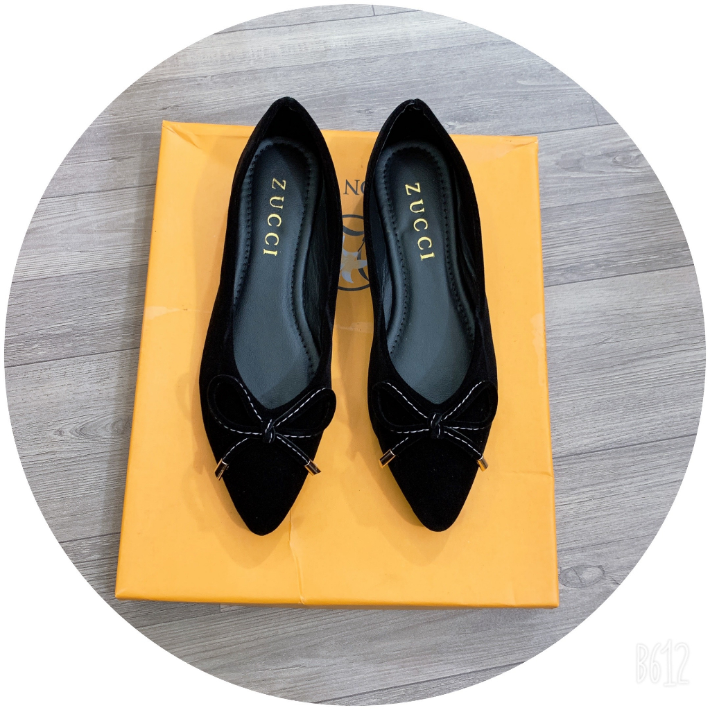 Giày búp bê phối nơ chuông chất nhung êm chân mã TB8