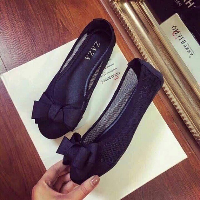 Giày hài bệt nữ chất lưới mũi tròn cute êm chân mã K86