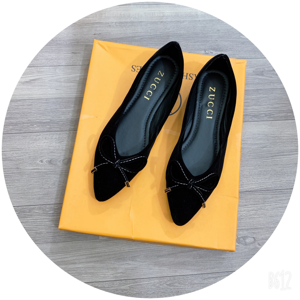 Giày búp bê phối nơ chuông chất nhung êm chân mã TB8