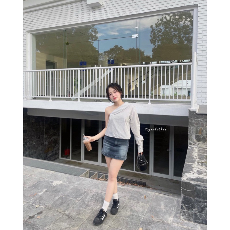 Áo lệch vai kẻ sọc nymclothes nym