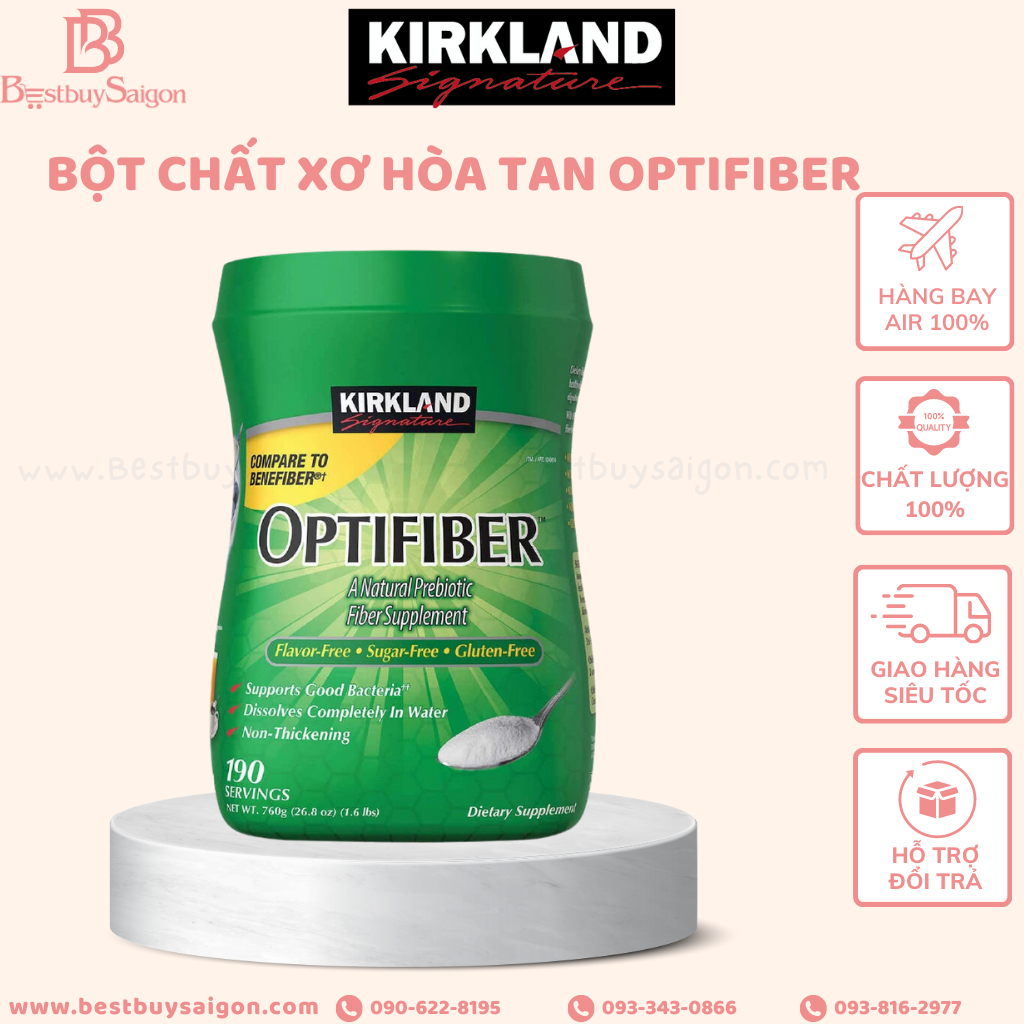 Bột Chất Xơ Hòa Tan Kirkland Optifiber - Hàng chuẩn Mỹ
