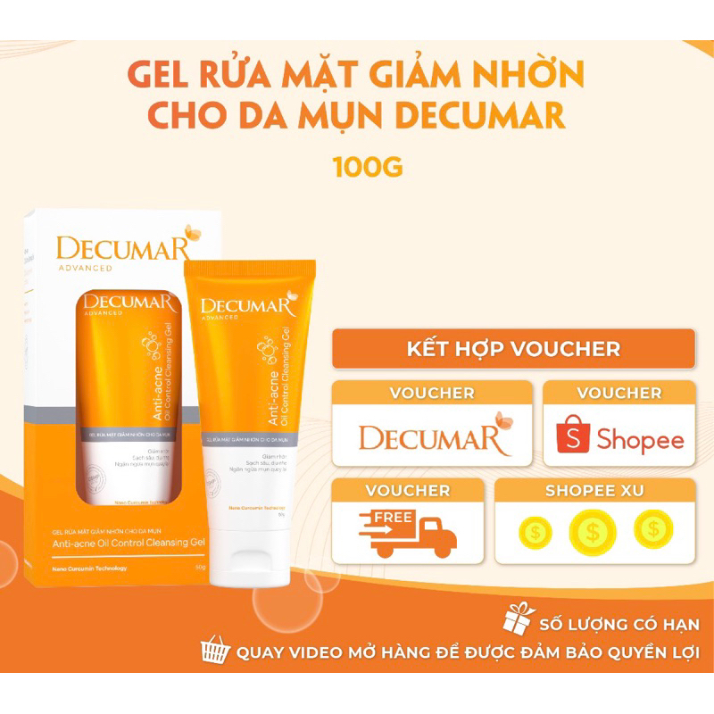 GEL RỬA MẶT GIẢM NHỜN DECUMAR ADVANCED 100G