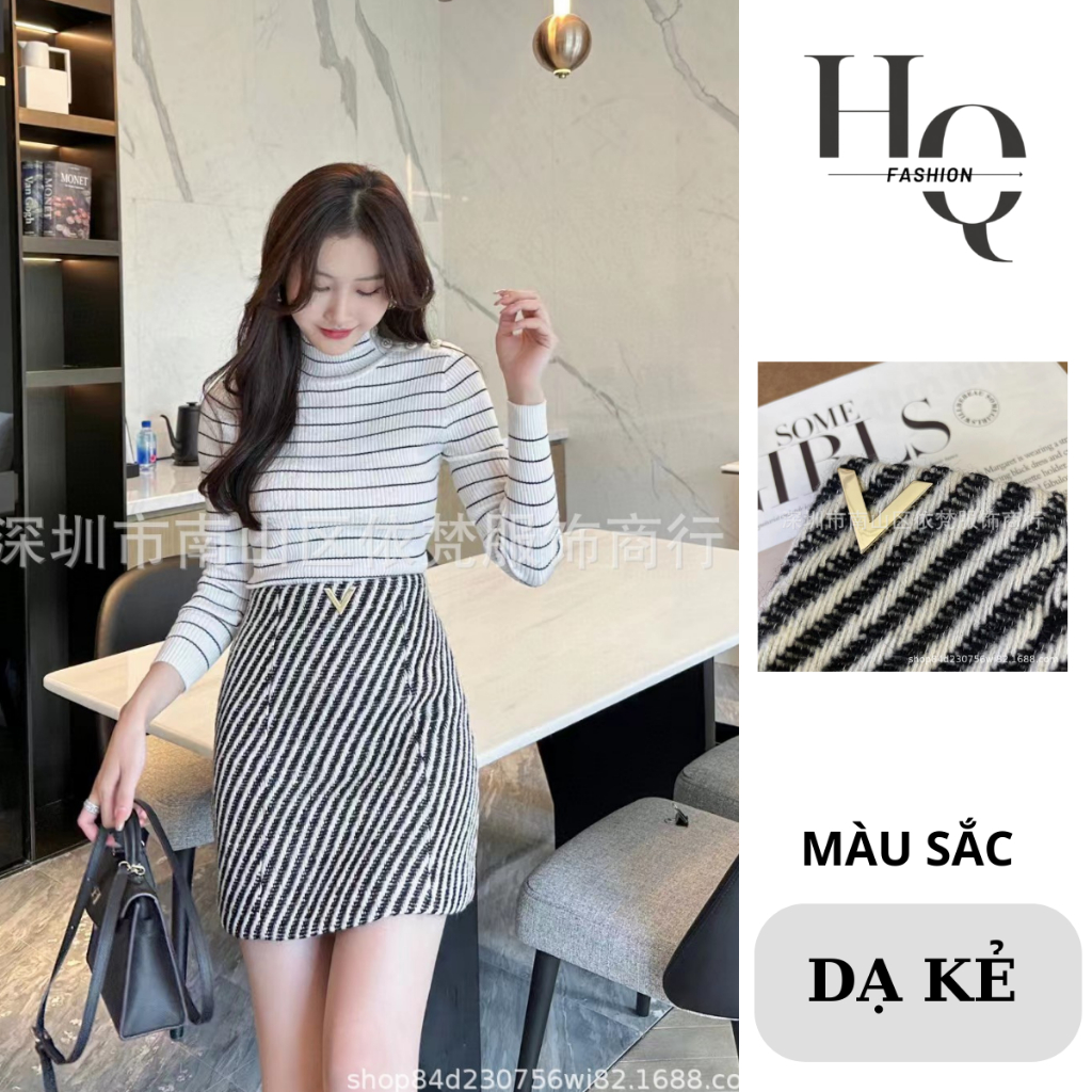 Chân Váy Nữ Cao Cấp Âu Mỹ, Chân Váy Ngắn Ôm Body, Chân Váy A Công Sở, Tiệc Trang Trí V Kim Loại Chất DẠ Cao Cấp- 011HQ