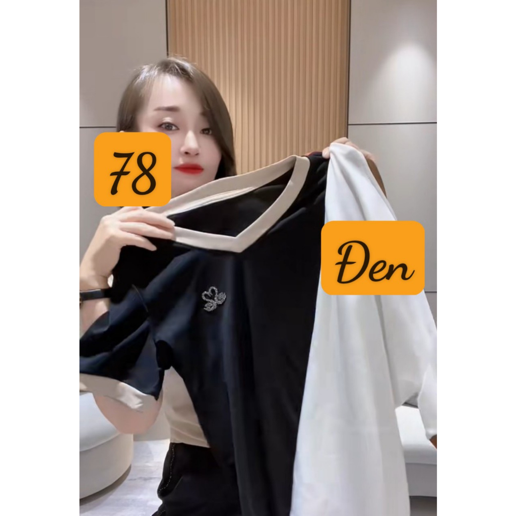 Áo Thun Nữ Cổ Tim Vải Cotton Phông Tay Ngắn In Logo Thiên Nga