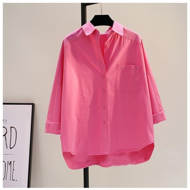 Áo sơ mi cotton dáng Rộng hàng Quảng châu