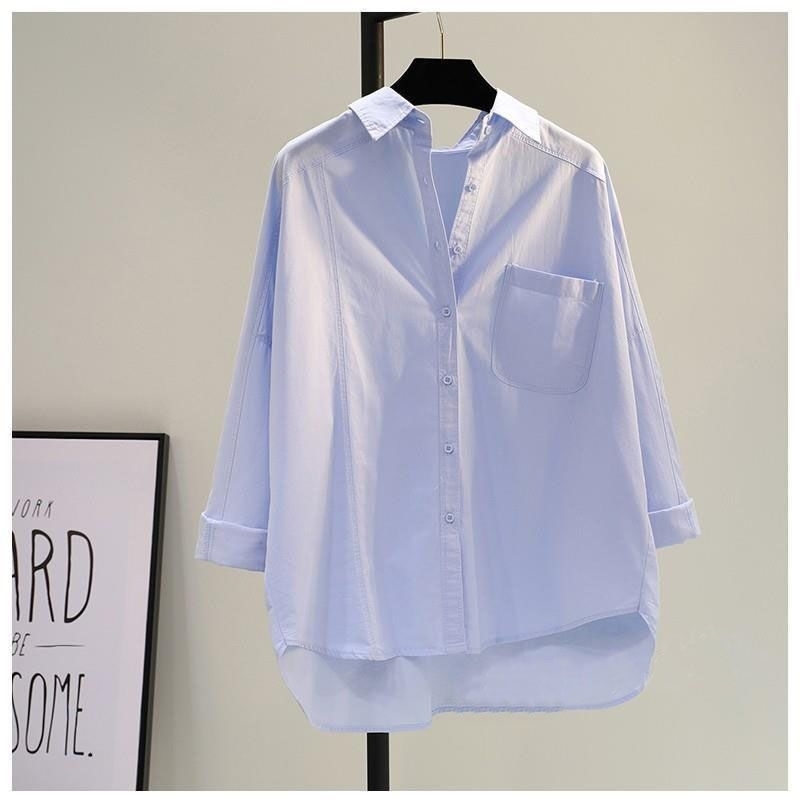 Áo sơ mi cotton dáng Rộng hàng Quảng châu