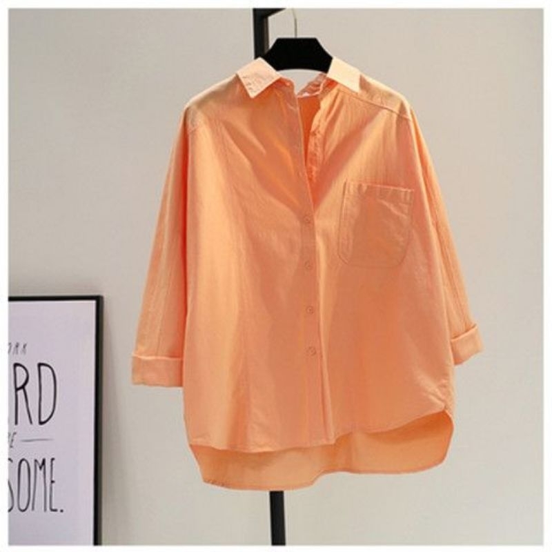 Áo sơ mi cotton dáng Rộng hàng Quảng châu