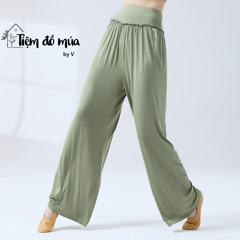 Quần suông lưng cao, chất thun cotton thoáng mát