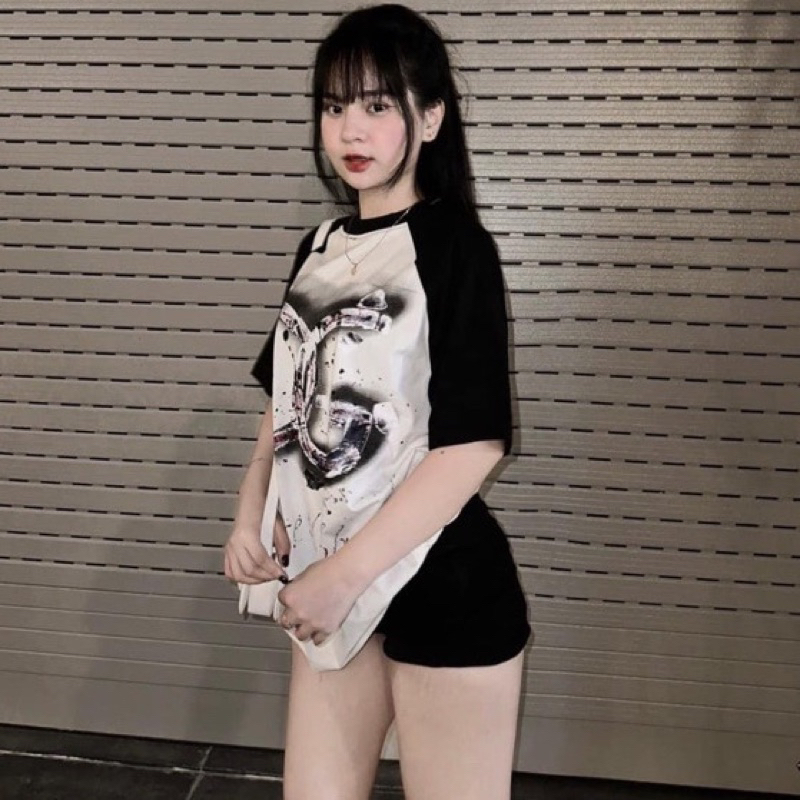 Áo Thun Cổ Tròn In Chữ D. G Chảy, Áo Thun Nam Nữ Unisex