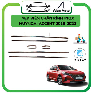 Nẹp viền chân kính inox xe Huyndai Accent 2018-2022, Chất liệu inox sáng bóng