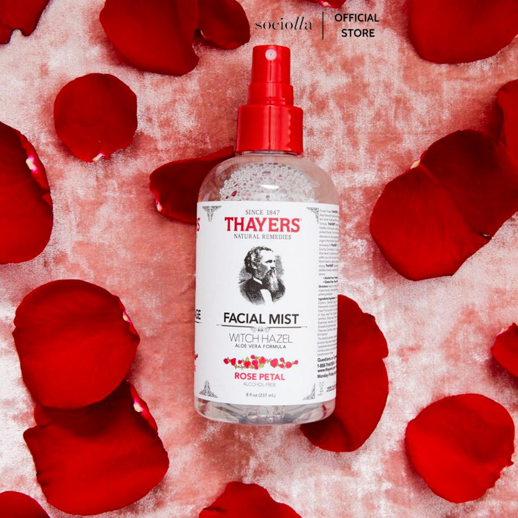 Nước Cân Bằng Không Cồn Dạng Xịt Hương Hoa Hồng Thayers Witch Hazel Alcohol-Free Facial Mist Rose Petal Toner 237ml