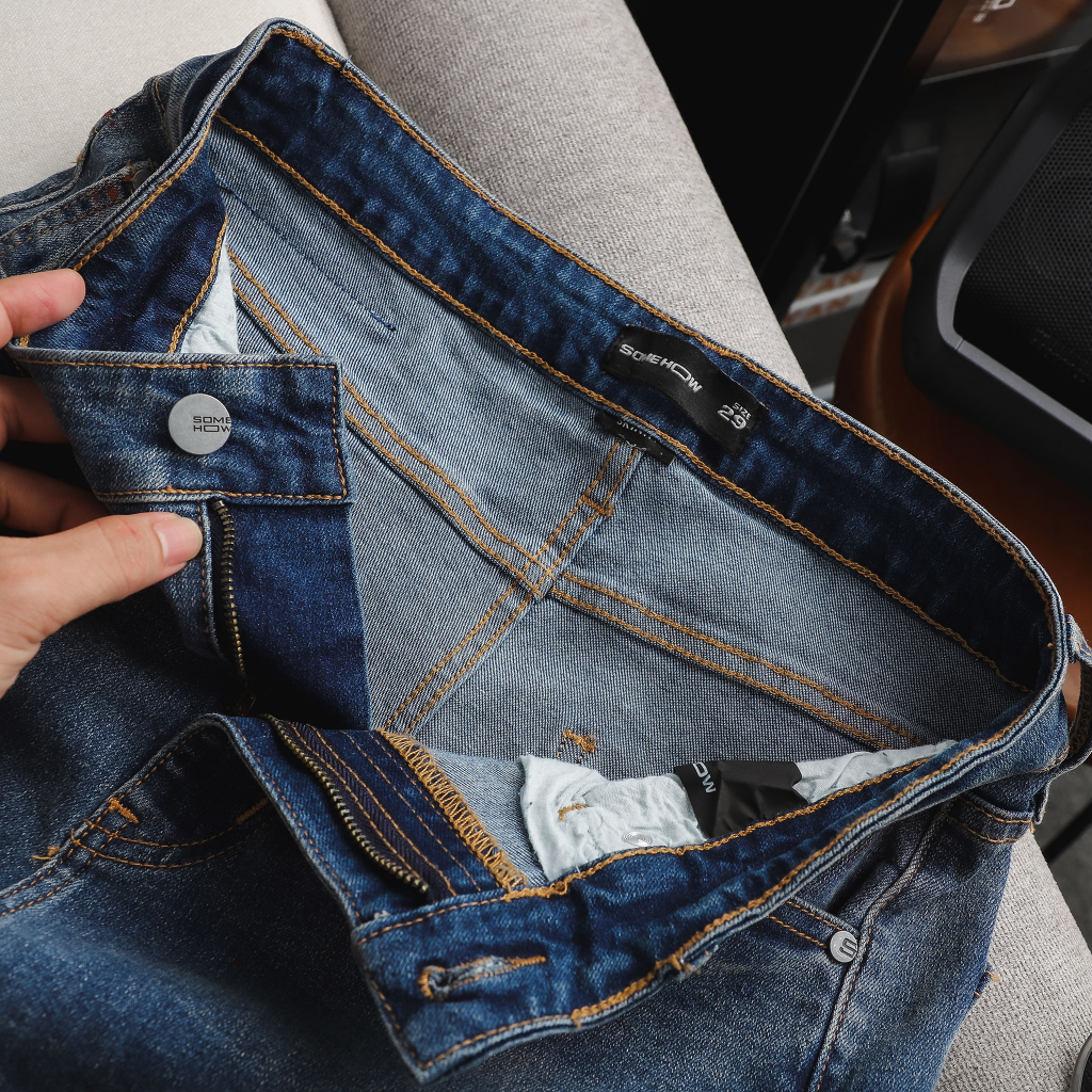 Quần Jean Nam Skinny Paint Splash Cut, Chất Vải Jean Co Giãn Thoải Mái, QJ0043, SOMEHOW