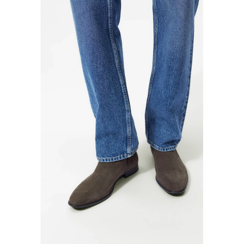 Giày boots nam da lộn mũi nhọn Zara authentic ANKLE size 39