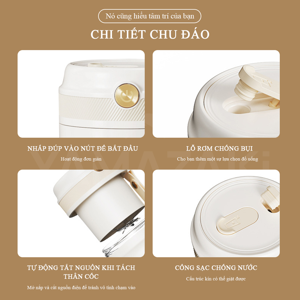 Máy xay sinh tố cầm tay mini YAMAZAKI 10 lưỡi inox 304 80W máy xay mini cầm tay 350ml / 40W tiện lợi 6 lưỡi dao inox xay