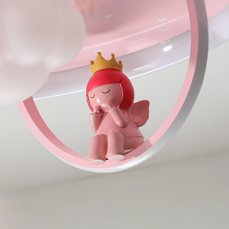 Quạt Trần Lắc Đầu 360° Đèn Led Phòng Bé Gái Hoạt Hình Trẻ Em Phòng Ngủ Màu Hồng Đèn Quạt Trần