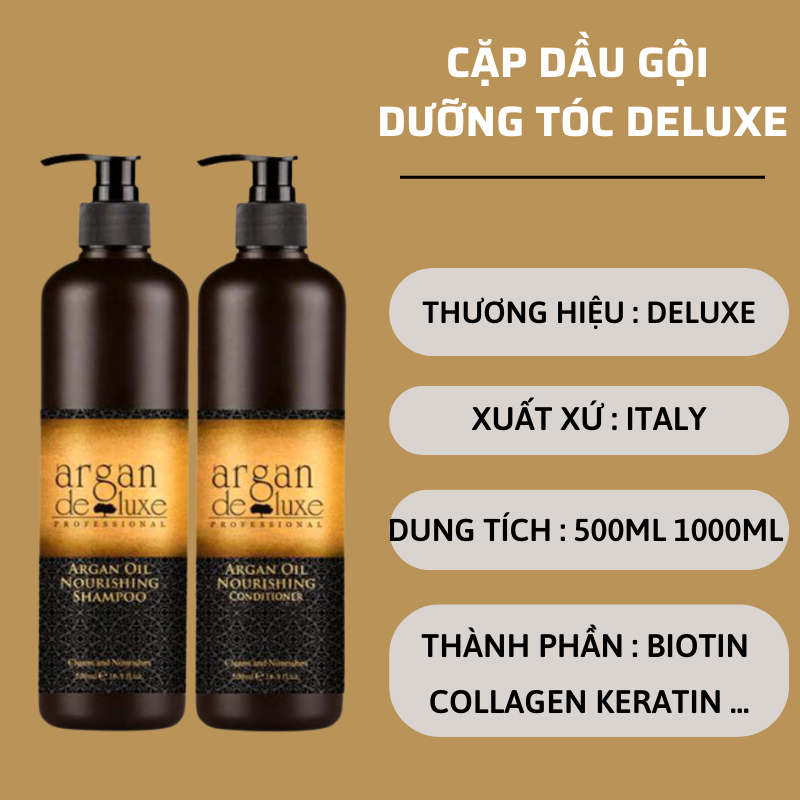 Dầu gội xả collagen Deluxe phục hồi tóc khô xơ hư tổn hương nước hoa - kích thích mọc tóc 500 - 1000ml