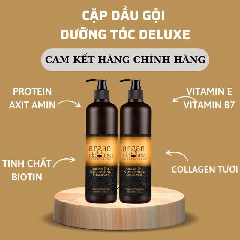 Dầu gội xả collagen Deluxe phục hồi tóc khô xơ hư tổn hương nước hoa - kích thích mọc tóc 500 - 1000ml
