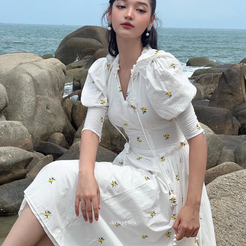 DARLING.ISM - Đầm hoa dáng dài Cherie dress vải cotton thêu hoa